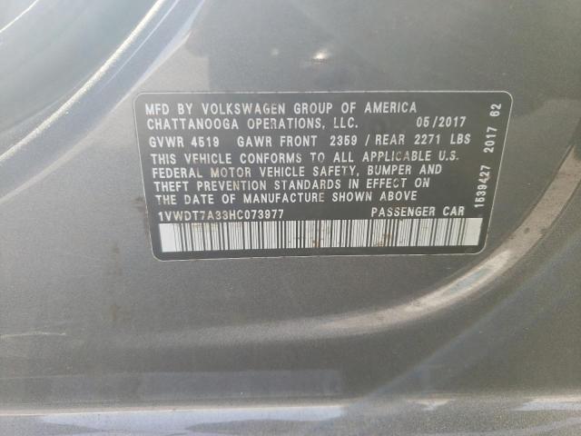 1VWDT7A33HC073977 - 2017 VOLKSWAGEN PASSAT R-LINE Մոխրագույն լուսանկար 12