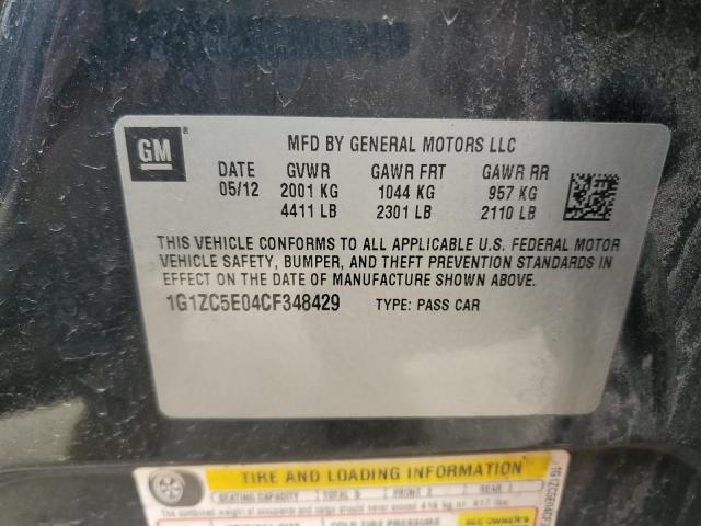 1G1ZC5E04CF348429 - 2012 CHEVROLET MALIBU 1LT BLACK photo 12