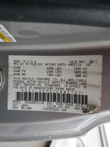 4A37L2EF2CE003727 - 2012 MITSUBISHI ECLIPSE SPYDER GS 银色 照片 12