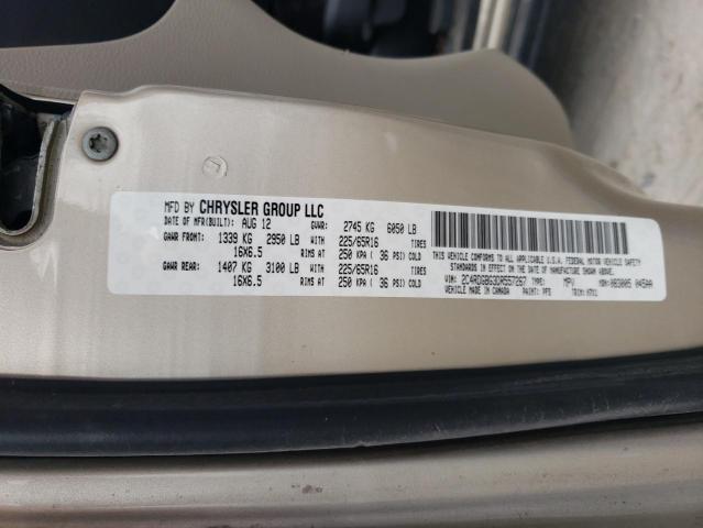 2C4RDGBG3DR557267 - 2013 DODGE GRAND CARA SE GOLD photo 13