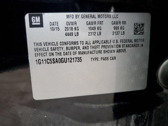 1G11C5SA0GU121735 - 2016 CHEVROLET MALIBU LIM LT 黑色 照片 12