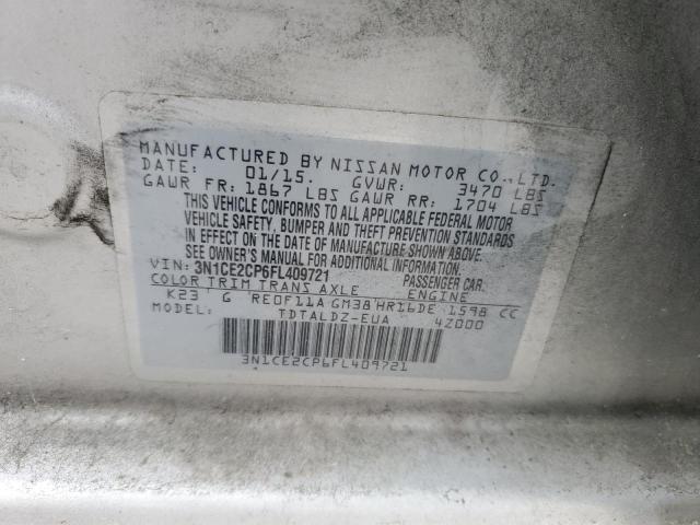 3N1CE2CP6FL409721 - 2015 NISSAN VERSA NOTE S SILVER photo 12