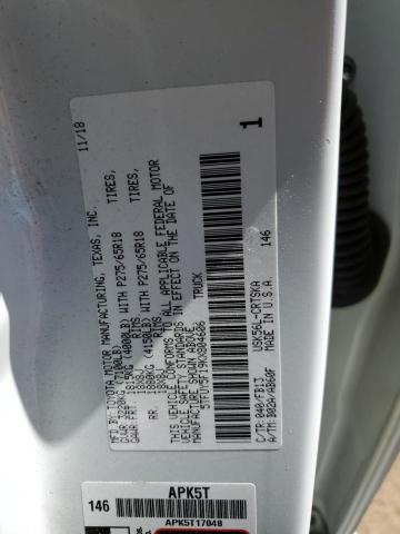 5TFUY5F19KX804606 - 2019 TOYOTA TUNDRA DOUBLE CAB SR/SR5 WHITE photo 12