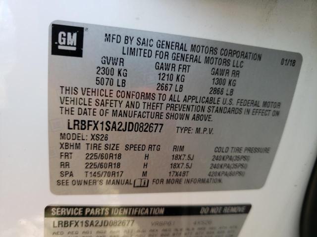 LRBFX1SA2JD082677 - 2018 BUICK ENVISION ESSENCE WHITE photo 13