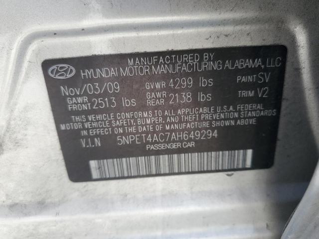 5NPET4AC7AH649294 - 2010 HYUNDAI SONATA GLS SILVER photo 13