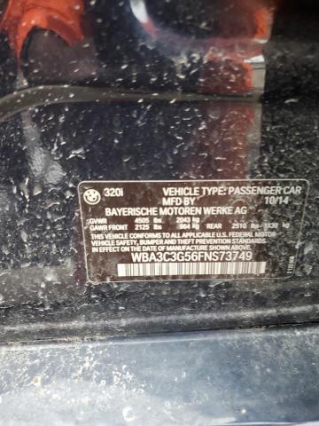 WBA3C3G56FNS73749 - 2015 BMW 320 I XDRIVE BLACK photo 12