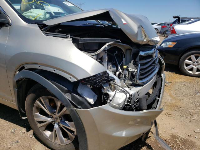 5TDJKRFH9FS169276 - 2015 TOYOTA HIGHLANDER XLE GOLD photo 9