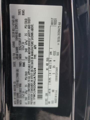 1FMCU9GD6KUA78224 - 2019 FORD ESCAPE SE BLACK photo 13