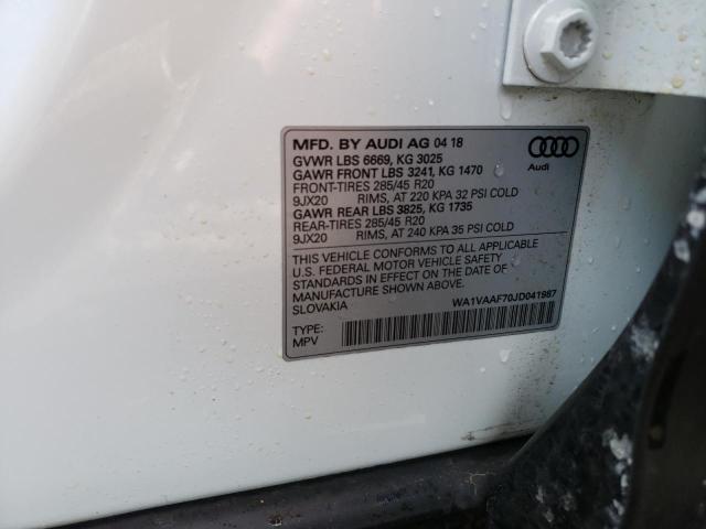 WA1VAAF70JD041987 - 2018 AUDI Q7 PRESTIGE 白色 照片 13