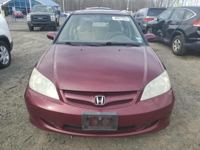 2HGES26704H520153 - 2004 HONDA CIVIC EX RED photo 5