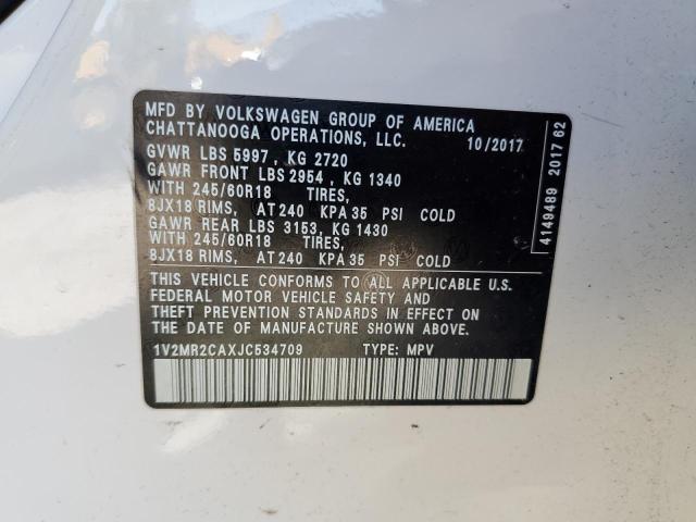 1V2MR2CAXJC534709 - 2018 VOLKSWAGEN ATLAS SEL WHITE photo 13