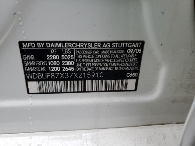 WDBUF87X37X215910 - 2007 MERCEDES-BENZ E 350 4MATIC WHITE photo 12