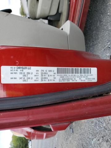 2A8HR54P48R767583 - 2008 CHRYSLER TOWN & COU TOURING წითელი ფოტო 13