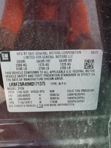 LRBFZSR49MD171375 - 2021 BUICK ENVISION AVENIR BURGUNDY photo 13