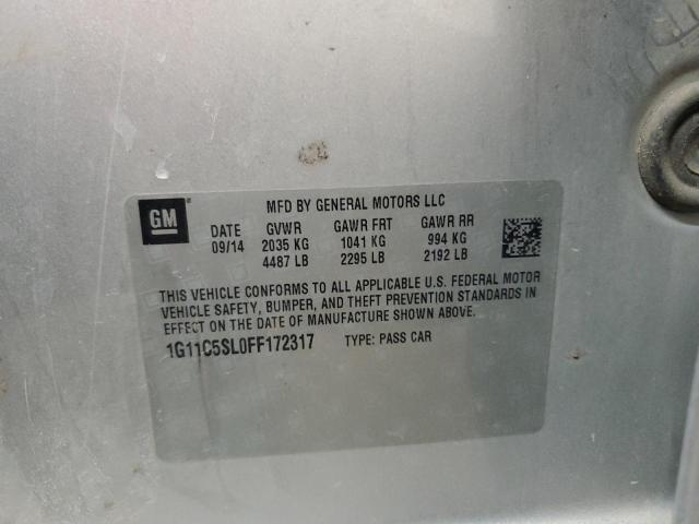 1G11C5SL0FF172317 - 2015 CHEVROLET MALIBU 1LT SILVER photo 12