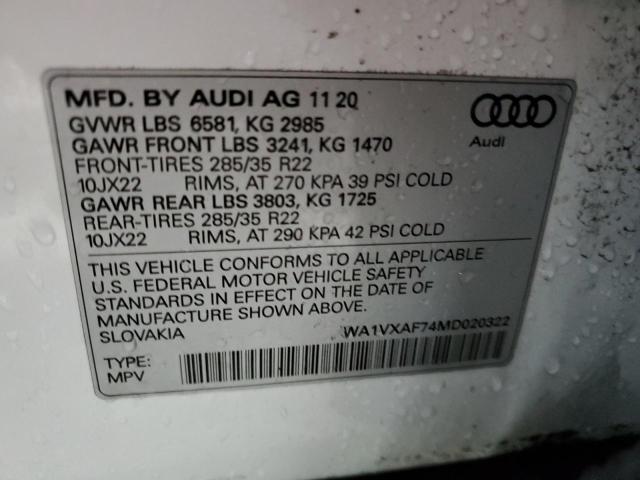 WA1VXAF74MD020322 - 2021 AUDI Q7 PRESTIGE WHITE photo 13