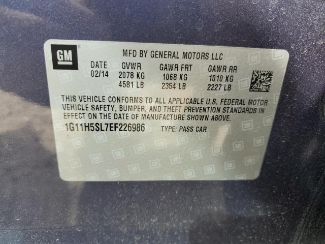 1G11H5SL7EF226986 - 2014 CHEVROLET MALIBU LTZ ლურჯი ფოტო 12