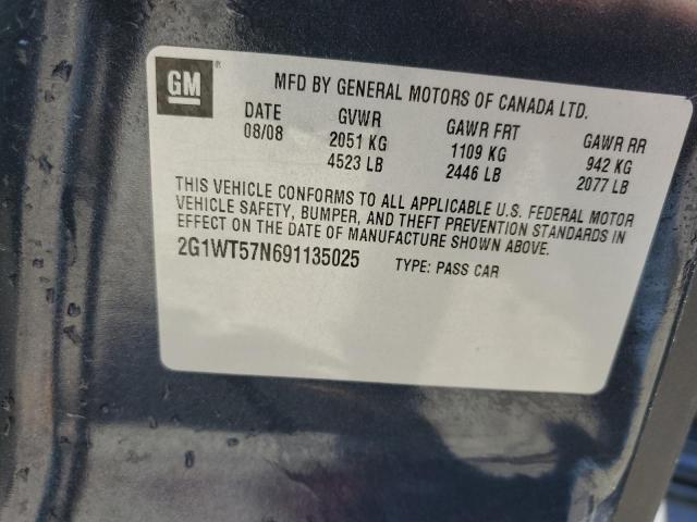 2G1WT57N691135025 - 2009 CHEVROLET IMPALA 1LT CHARCOAL photo 12