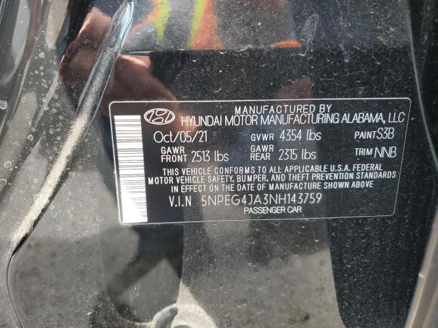 5NPEG4JA3NH143759 - 2022 HYUNDAI SONATA SE BLACK photo 12