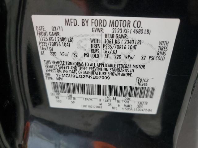 1FMCU9EG2BKB57009 - 2011 FORD ESCAPE LIMITED BLACK photo 14