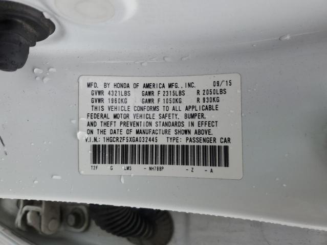 1HGCR2F5XGA032445 - 2016 HONDA ACCORD SPORT WHITE photo 12