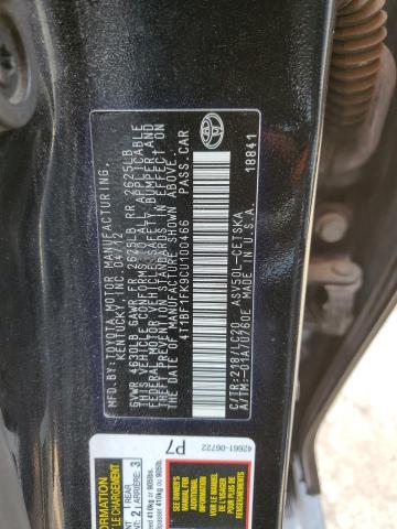 4T1BF1FK9CU100466 - 2012 TOYOTA CAMRY BASE 黑色 照片 12