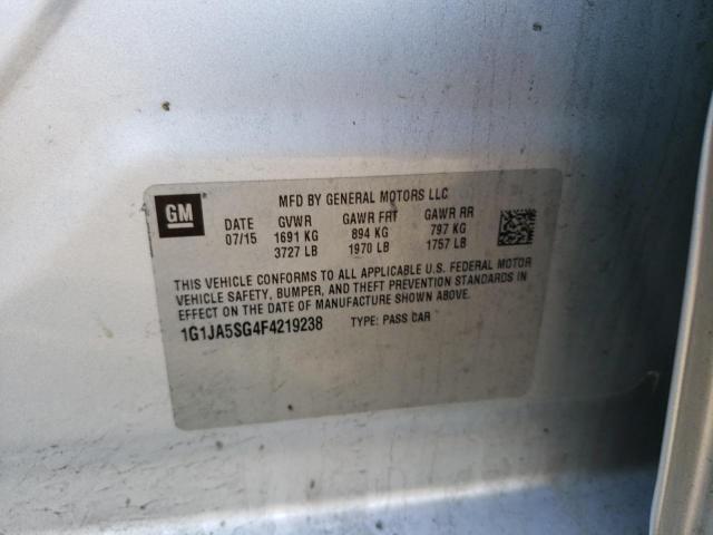 1G1JA5SG4F4219238 - 2015 CHEVROLET SONIC LS 银色 照片 12