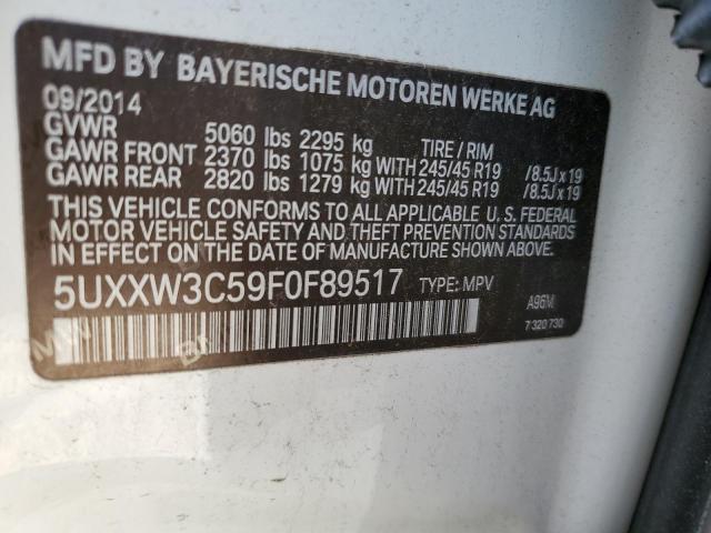 5UXXW3C59F0F89517 - 2015 BMW X4 XDRIVE28I WHITE photo 12