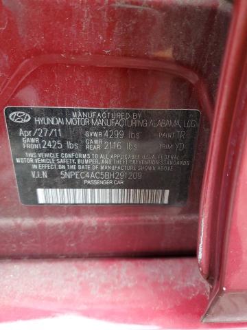 5NPEC4AC5BH291209 - 2011 HYUNDAI SONATA SE RED photo 12