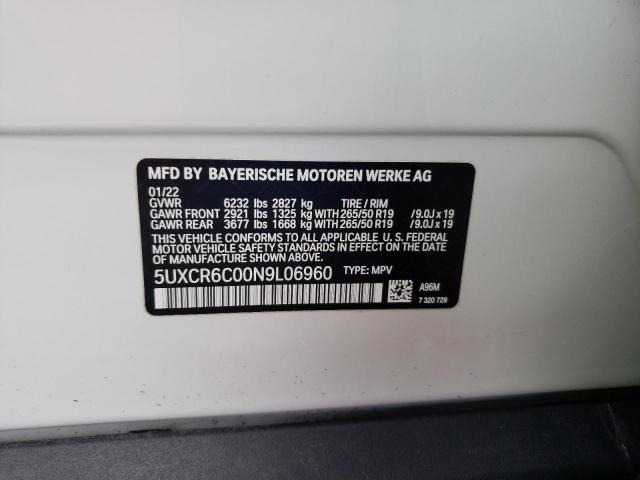 5UXCR6C00N9L06960 - 2022 BMW X5 XDRIVE40I WHITE photo 13