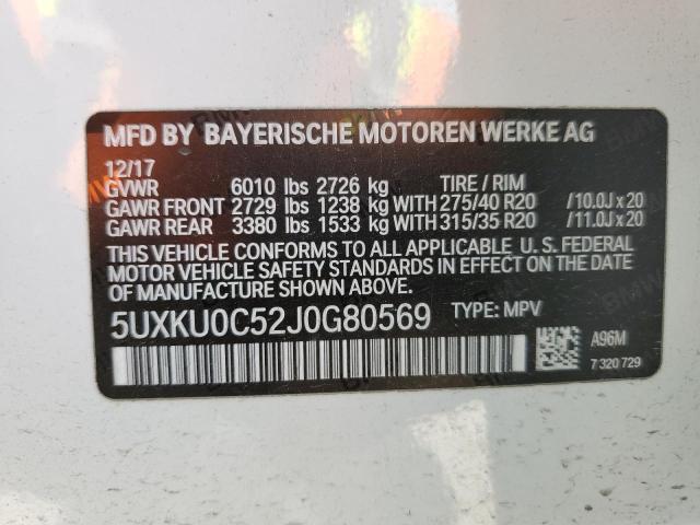 5UXKU0C52J0G80569 - 2018 BMW X6 SDRIVE35I WHITE photo 14