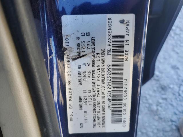 JM1BK32F291252099 - 2009 MAZDA 3 I BLUE photo 12