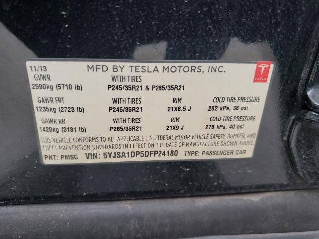 5YJSA1DP5DFP24180 - 2013 TESLA MODEL S CHARCOAL photo 12