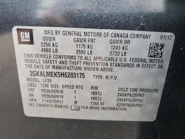 2GKALMEK5H6283175 - 2017 GMC TERRAIN SLE GRAY photo 12