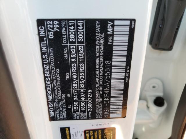 4JGFF5KE4NA755518 - 2022 MERCEDES-BENZ GLS 450 4MATIC WHITE photo 14