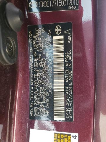 JTKDE177150012010 - 2005 TOYOTA SCION TC 勃艮第红 照片 12