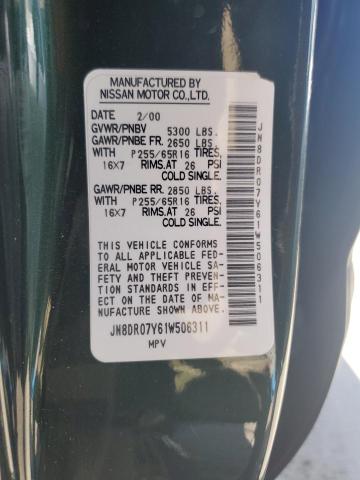 JN8DR07Y61W506311 - 2001 NISSAN PATHFINDER LE 绿色 照片 13