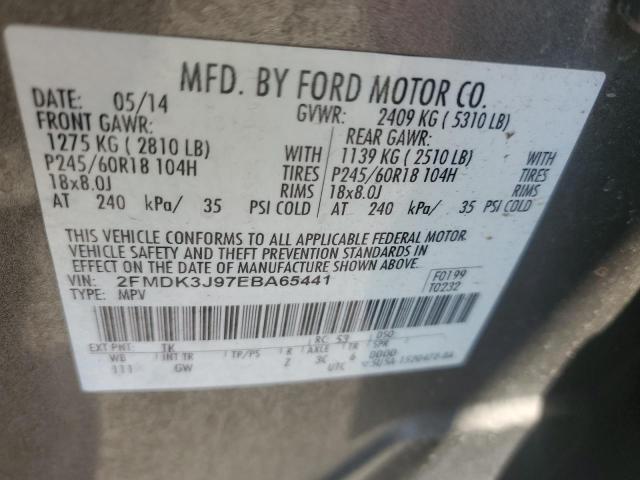 2FMDK3J97EBA65441 - 2014 FORD EDGE SEL GRAY photo 13