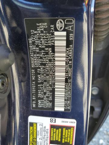 2T1BU4EE4DC007537 - 2013 TOYOTA COROLLA BASE BLUE photo 12