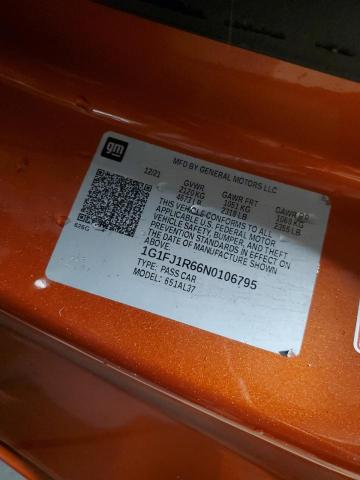 1G1FJ1R66N0106795 - 2022 CHEVROLET CAMARO ZL1 橙色 照片 13