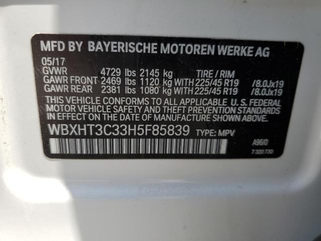 WBXHT3C33H5F85839 - 2017 BMW X1 XDRIVE28I WHITE photo 13