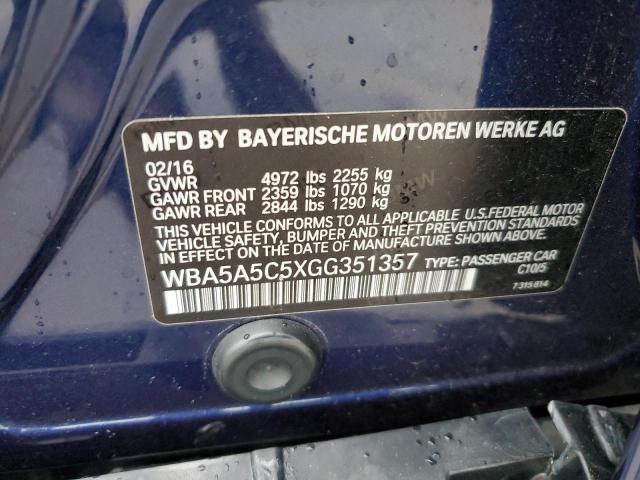 WBA5A5C5XGG351357 - 2016 BMW 528 I BLUE photo 13