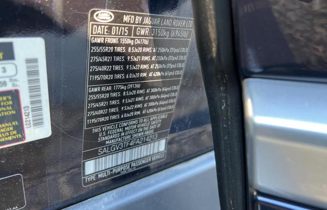 SALGV3TF4FA214213 - 2015 LAND ROVER RANGE ROVE AUTOBIOGRAPHY BLUE photo 10