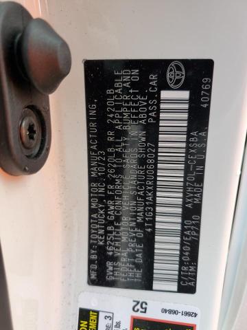 4T1G31AKXRU068027 - 2024 TOYOTA CAMRY SE NIGHT SHADE WHITE photo 12