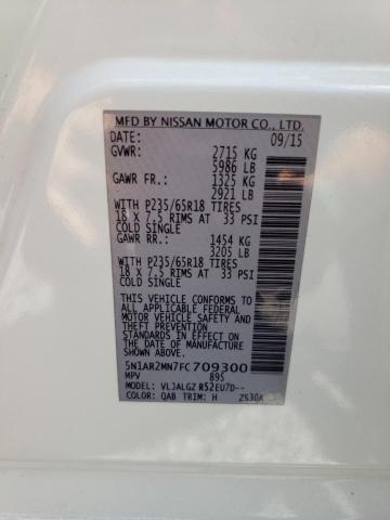 5N1AR2MN7FC709300 - 2015 NISSAN PATHFINDER S WHITE photo 13