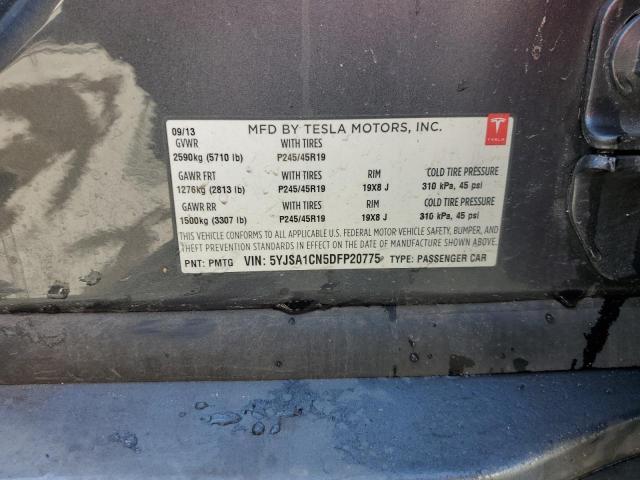 5YJSA1CN5DFP20775 - 2013 TESLA MODEL S 灰色 照片 12