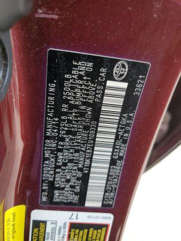 4T1BK1EB7EU109330 - 2014 TOYOTA AVALON BASE 勃艮第红 照片 12