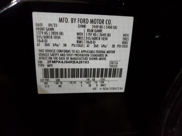 2FMPK4J94RBA28193 - 2024 FORD EDGE SEL BLACK photo 14