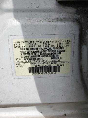 3N1AB6AP4BL730015 - 2011 NISSAN SENTRA 2.0 WHITE photo 12