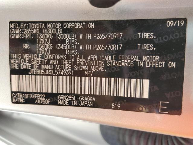 JTEBU5JR0L5749391 - 2020 TOYOTA 4RUNNER SR5/SR5 PREMIUM 银色 照片 13